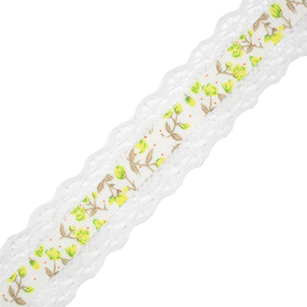 Grosgrain ribbon with lace 25 mm - white