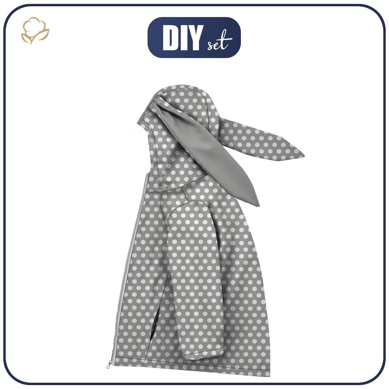 KIDS JACKET BUNNY (ZOE) - WHITE DOTS / grey - sewing set