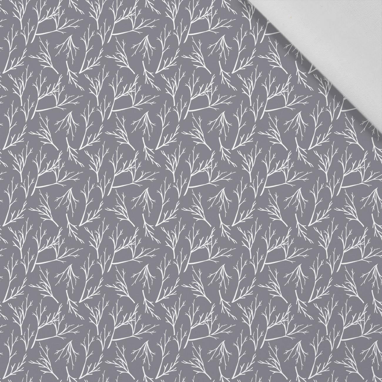 TWIGS pat. 2 (WINTER TIME) / grey - Cotton woven fabric