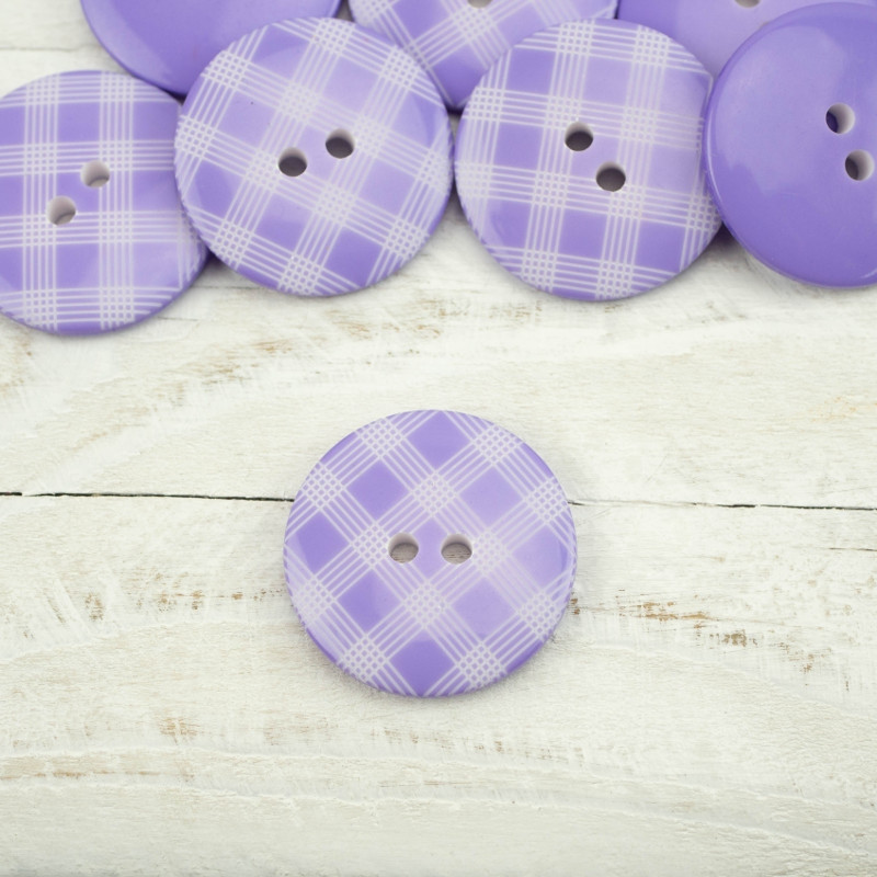 Plastic button with check big - violet