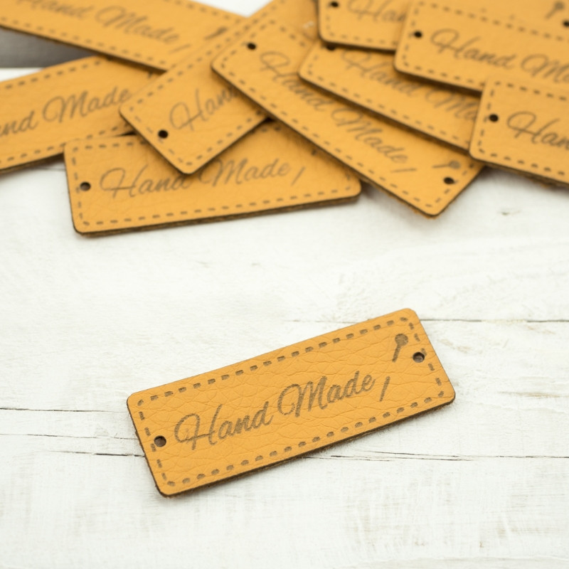 Hand Made label - pin 1,5x4 cm - honey