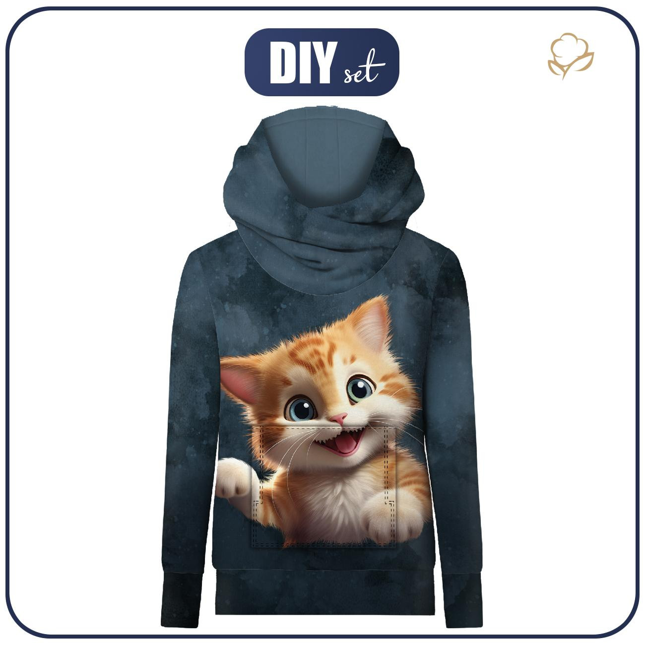 HYDROPHOBIC HOODIE UNISEX - HAPPY CAT - sewing set