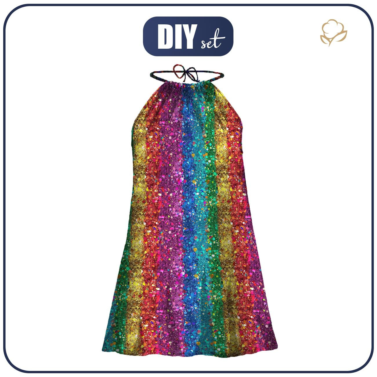 DRESS "DALIA" MINI - HOLOGRAPHIC RAINBOW pat. 1 - sewing set