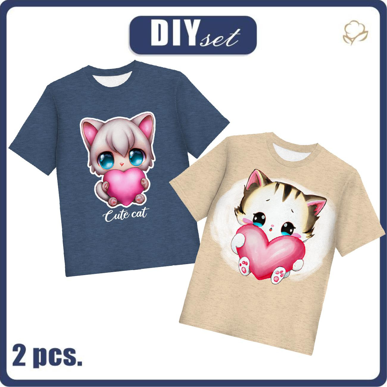 2-PACK - KID’S T-SHIRT - SWEET CATS pat. 5 - sewing set