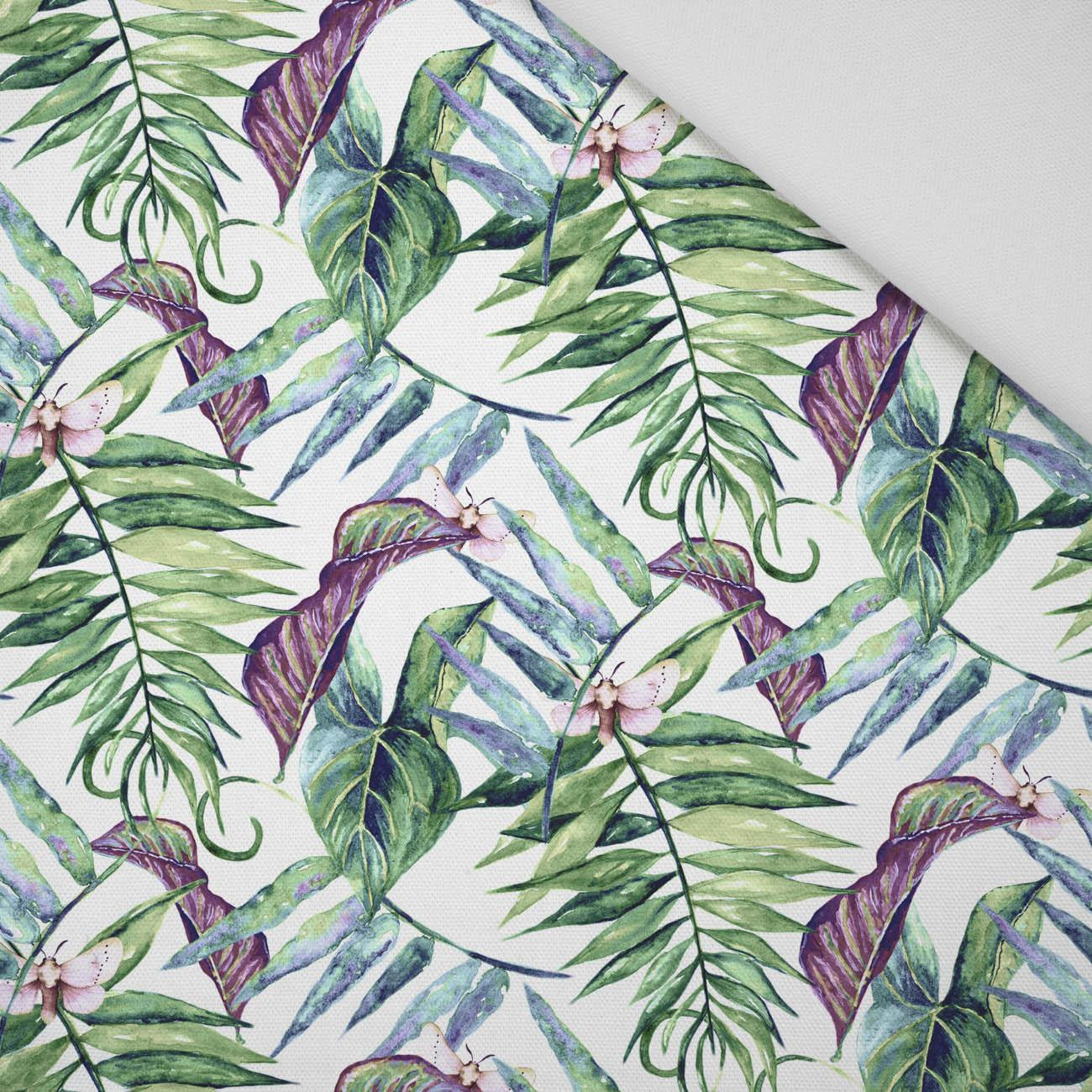 MINI LEAVES AND INSECTS PAT. 2 (TROPICAL NATURE) / white - Bambusstoff 170g