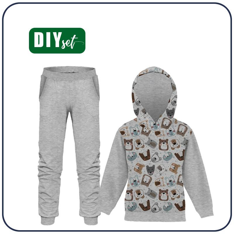 Children's tracksuit (OSLO) - BEARS (CITY BEARS) / M-01 melange light grey - looped knit fabric 