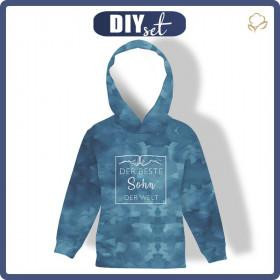 KID'S HOODIE (98/104) - DER BESTE SOHN DER WELT / CAMOUFLAGE pat. 2 (dark blue) - looped knit fabric