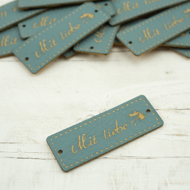 Mit liebe label - dandelions 1,5x4 cm - Muted blue