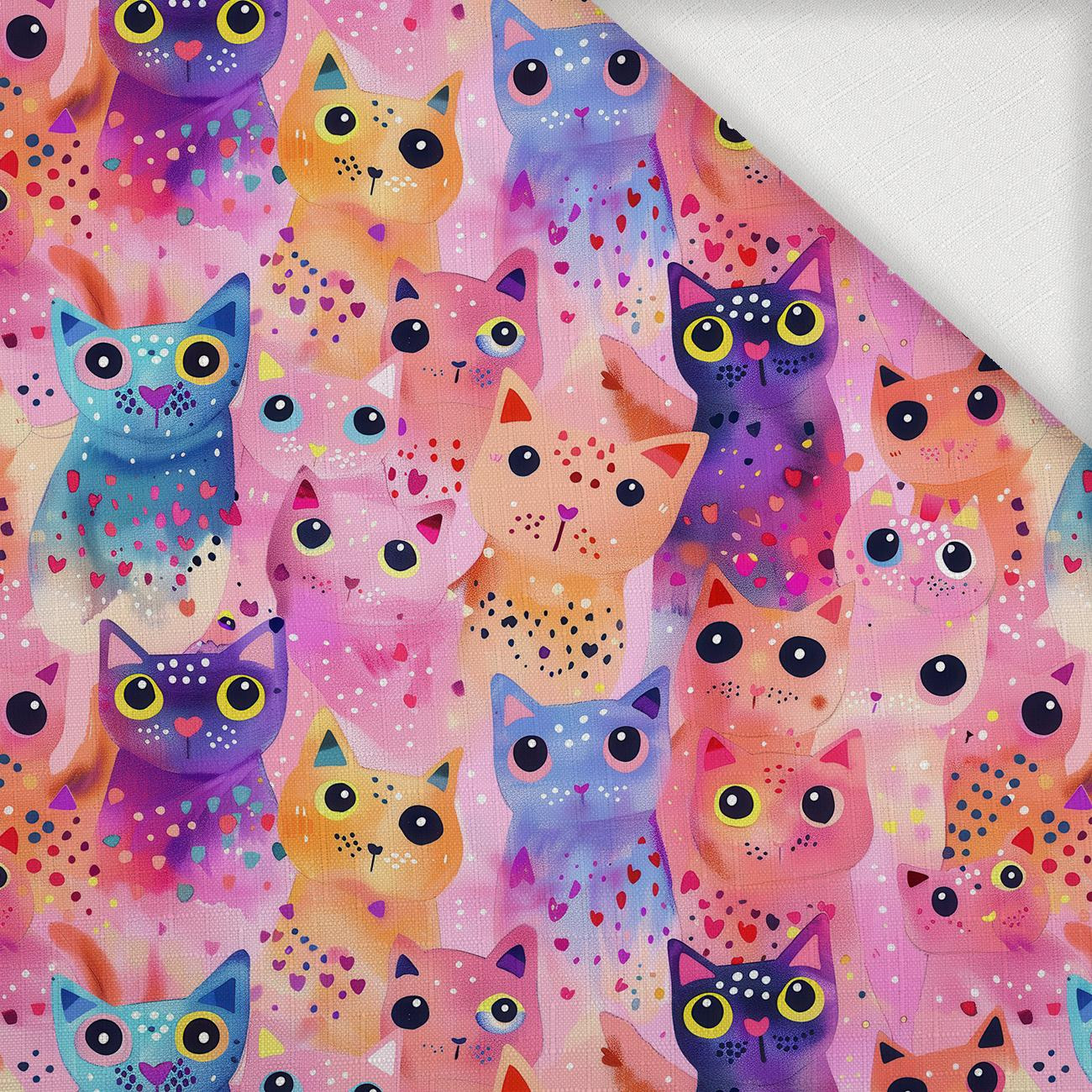 NEON CATS WZ.1 - Woven Fabric for tablecloths