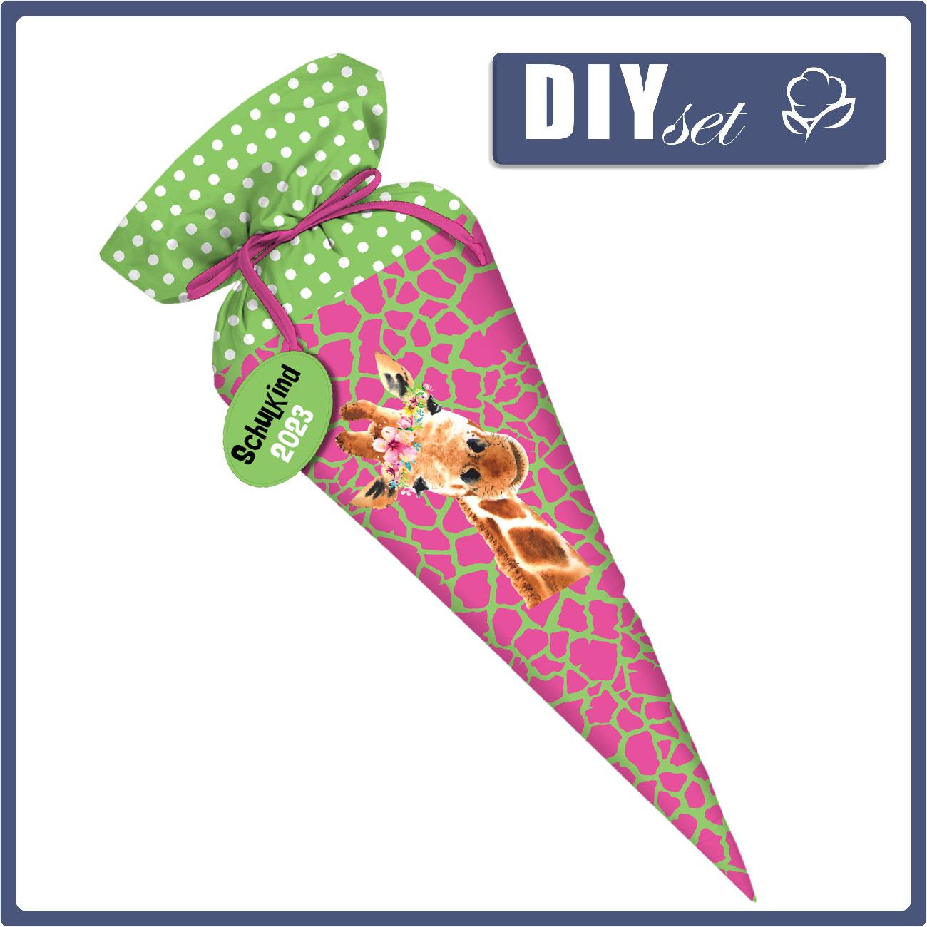 First Grade Candy Cone - NEON SPOTS PAT. 4 / giraffe - sewing set