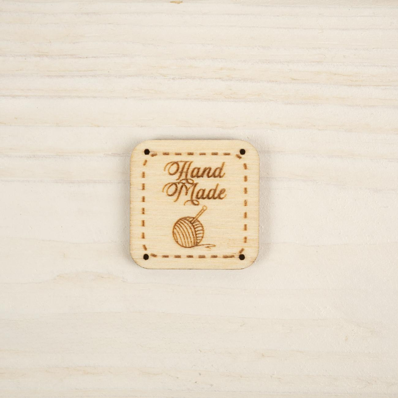Wooden label square - HAND MADE / ball  