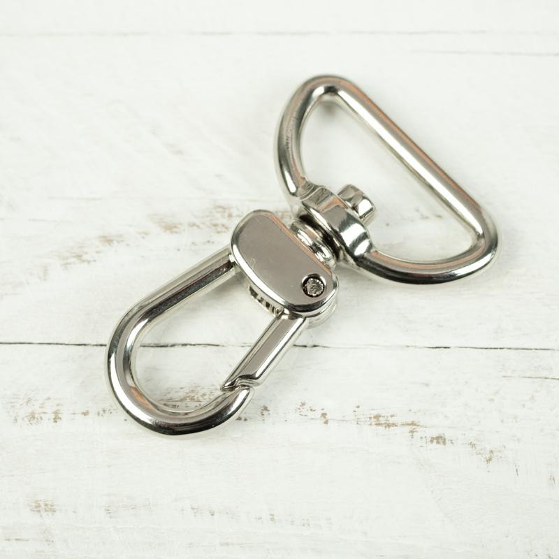 Metal snap hook de-lux 25 mm - silver