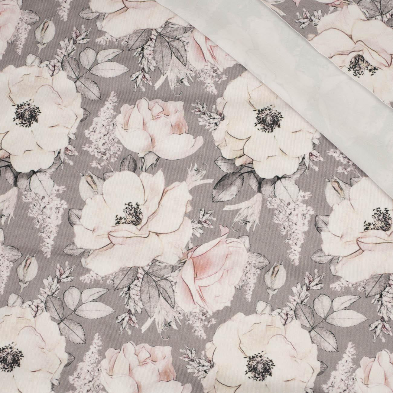 PASTEL ROSES / gray - lycra 300g