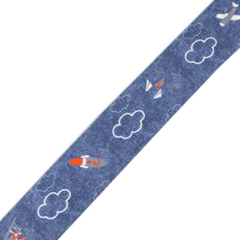 Woven printed elastic band - PLANES (PLANES) / ACID WASH DARK BLUE / Choice of sizes