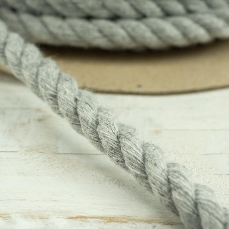 Twisted cotton cord 8 mm - light grey