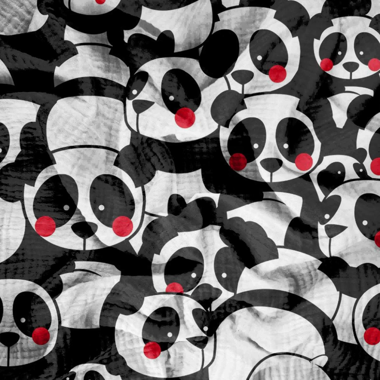 PANDAS / red  - Cotton muslin
