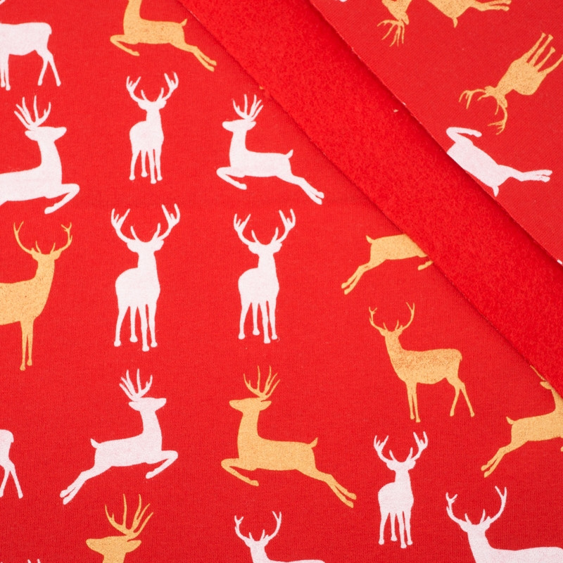 GLITTER DEERS / RED - Brushed knit D300