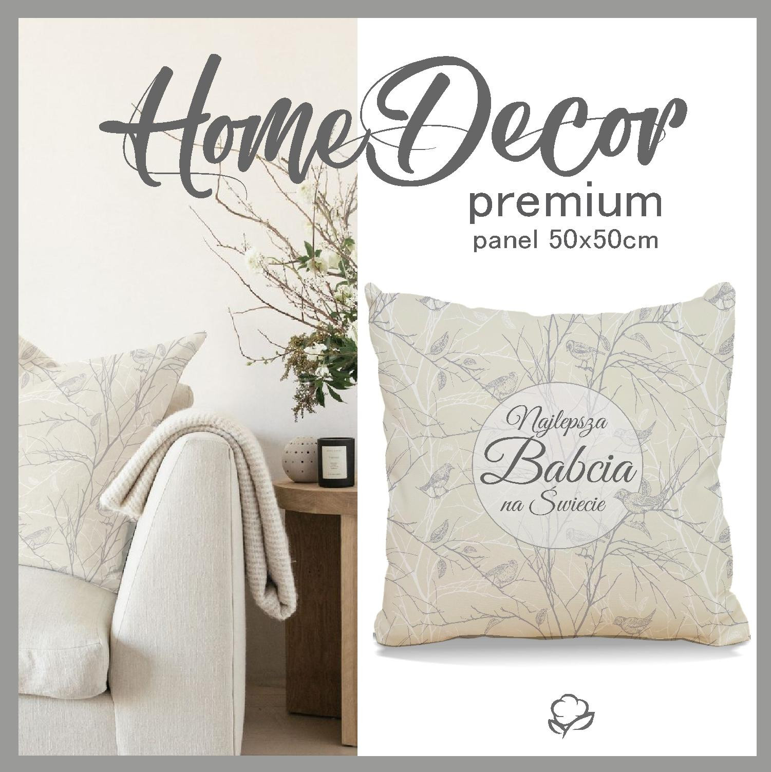 CUSHION PANEL - Najlepsza Babcia na Świecie/ birds - HOME DECOR PREMIUM 