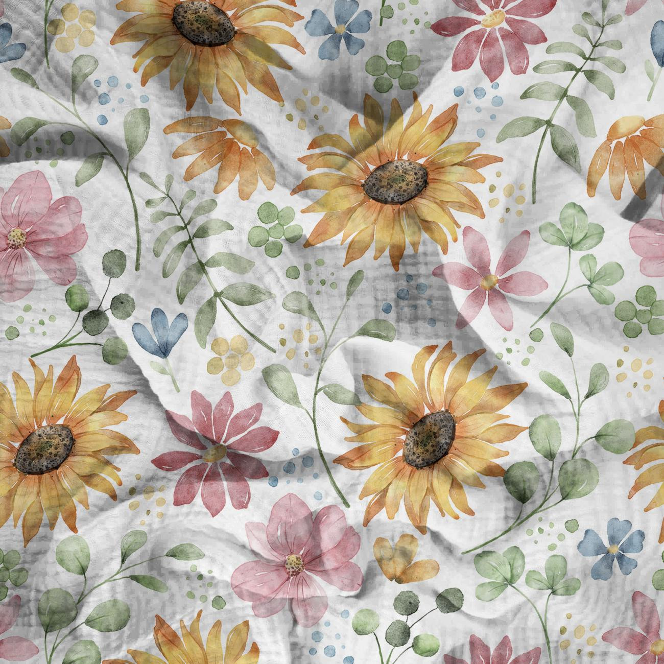 SUNFLOWERS MIX - Cotton muslin