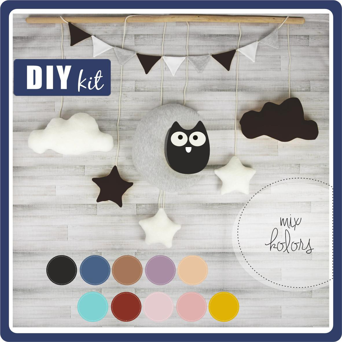 DIY KIT GIRLAND - OWL + paper cutout 