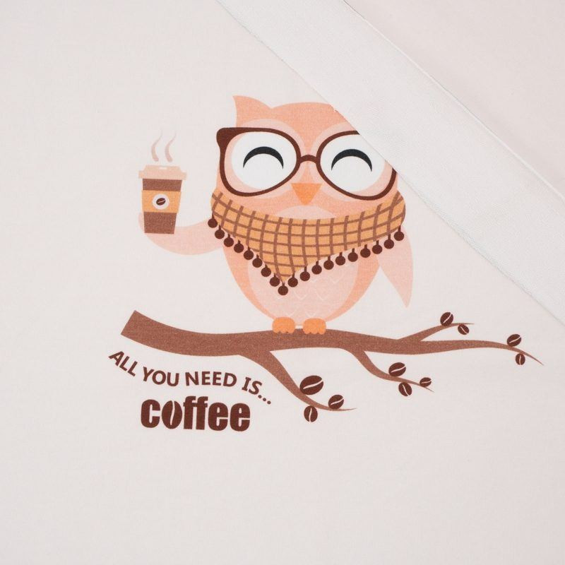 OWL WITH COFFEE / beige - panel looped knit 