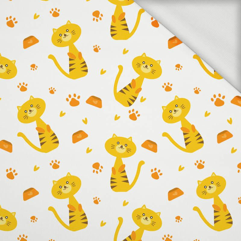 YELLOW CATS (ANIMAL GARDEN) - looped knit fabric