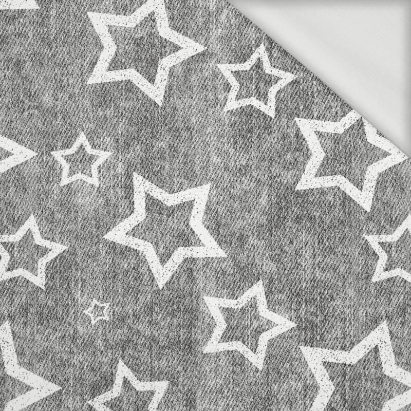 WHITE STARS (CONTOUR) / vinage look jeans grey - looped knit fabric