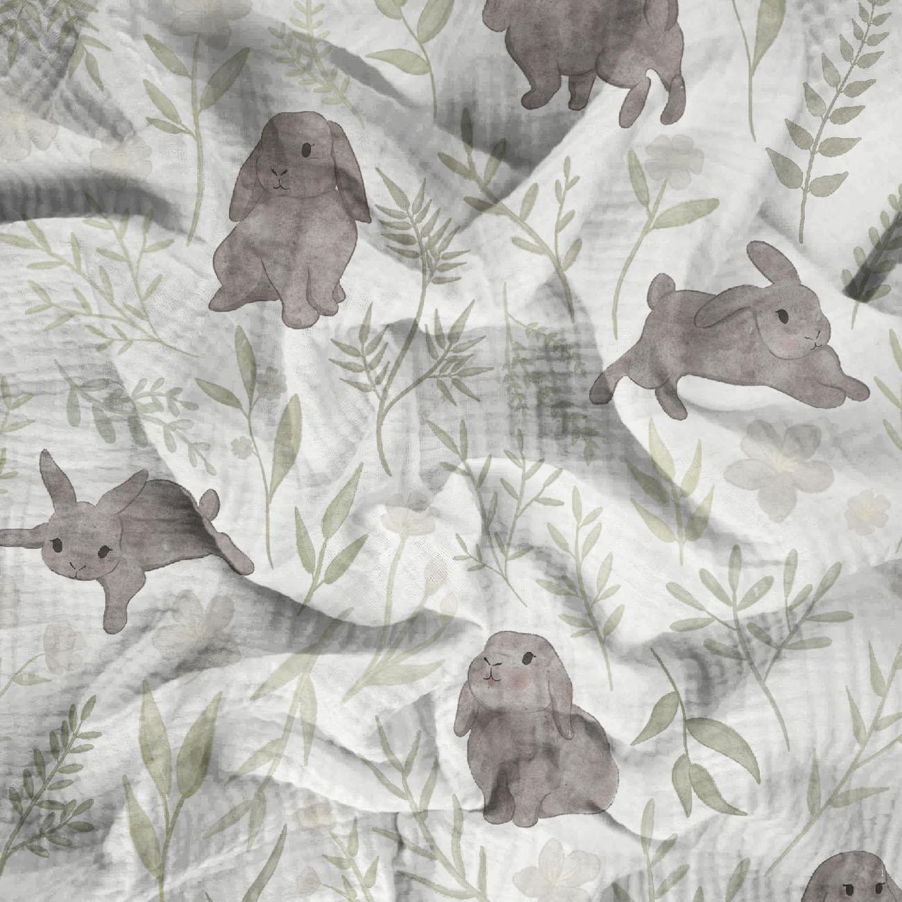 GREY BUNNIES pat. 1 (PASTEL BUNNIES) - Cotton muslin