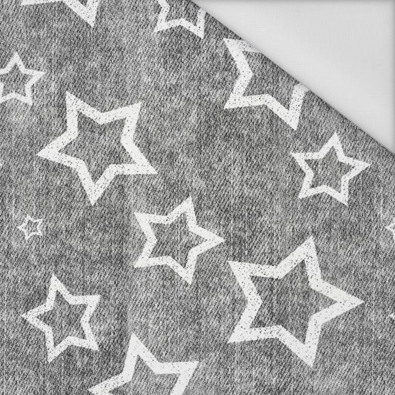 WHITE STARS (CONTOUR) / vinage look jeans grey - Waterproof woven fabric