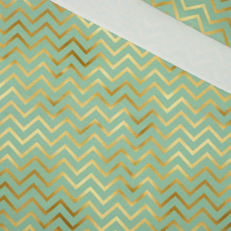 GOLDEN ZIGZAGS (GOLDEN OCEAN) / mint - single jersey with elastane 