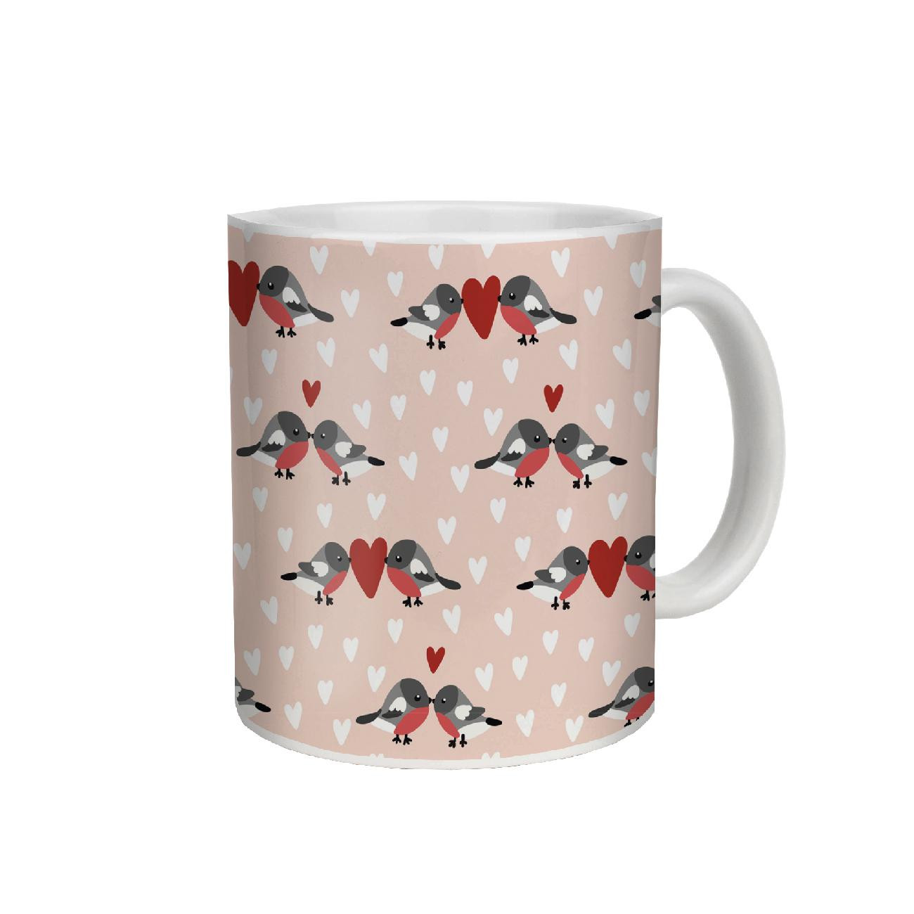 MUG WITH PRINT - BIRDS IN LOVE PAT. 2 / light pink (BIRDS IN LOVE)