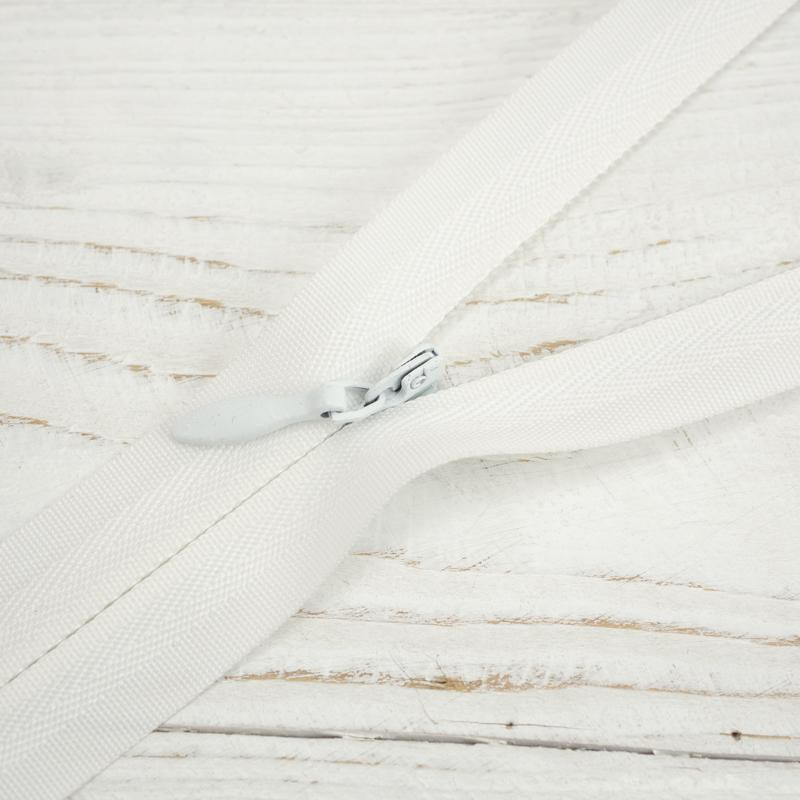 Invisible coil zipper closed-end 60cm - white