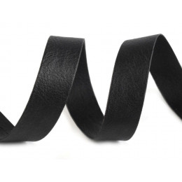 Bias binding from artificial leather 15mm - black