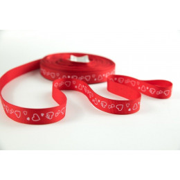 Grosgrain with red hearts 15mm