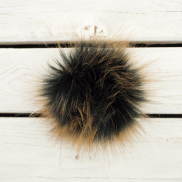 Eco fur pompom 12 cm - melange black-ginger