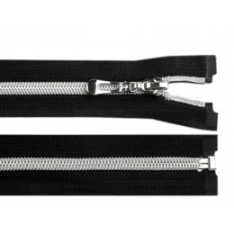 Nylon Coil Zipper with Silver Teeth 50 cm open-end - black