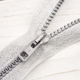 Plastic Zipper decorative open-end 60cm -  silver