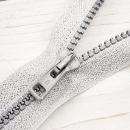 Plastic Zipper decorative open-end 70cm -  silver