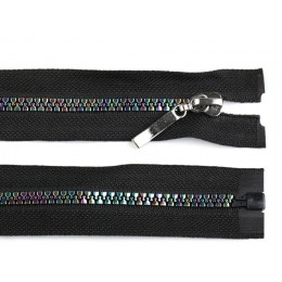 Zipper plastic decorative rainbow 70 cm open-end - black