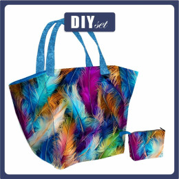 XL bag with in-bag pouch 2 in 1 - NEON FEATHERS - sewing set