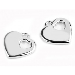 Plastic Charm Heart 24x24 mm - silver