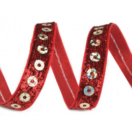 Glitter Band with sequins width 10 mm - RED