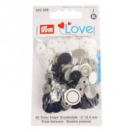 Color Snaps PRYM Love, plastic fasteners 12,4 mm - 30 sets - navy / gray / white