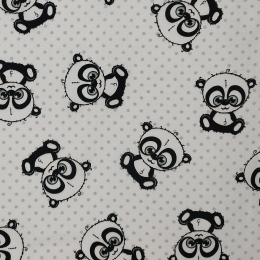 PANDA DRAWN GREY - Cotton woven fabric