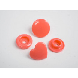Fasteners KAM hearts 12 mm salmon pink 10 sets