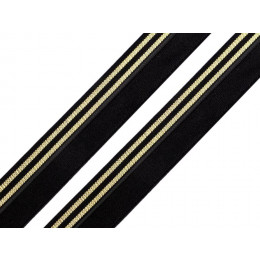 Elastic edge with stripes 20 mm - black / gold