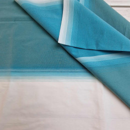 WHITE- turquoise  STRIPES  - Panel / Thin elastic cotton woven fabric