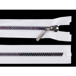 Zipper plastic decorative rainbow 60 cm open-end - white