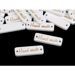 Wooden Tag "Hand made" - white
