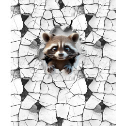 ANIMALS CRACKED wz.2 (raccoon) - panel (60cm x 50cm)